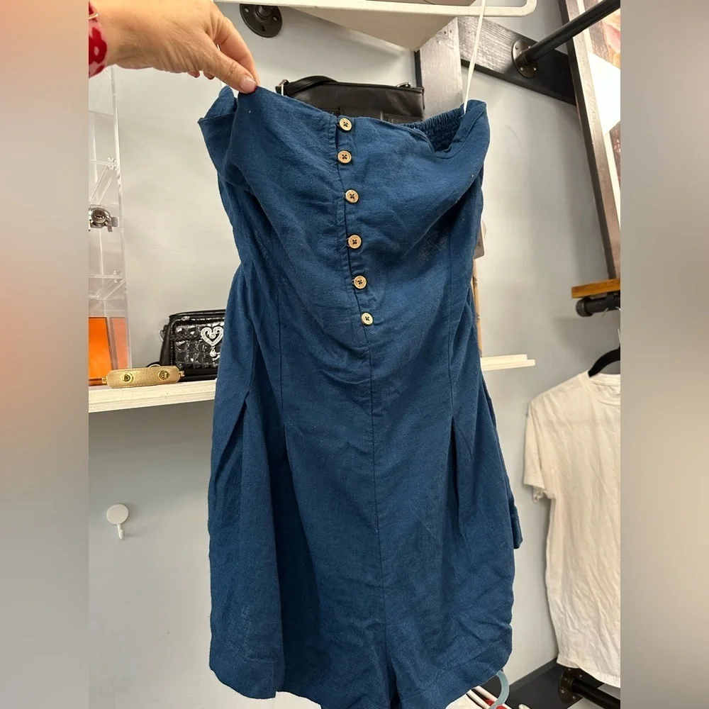 Free People Strapless Sailor Blue Romper - Picture 6 of 11